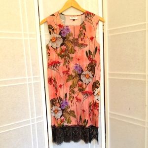 NWOT ! Anthropologie DELFI pink floral pleated dress